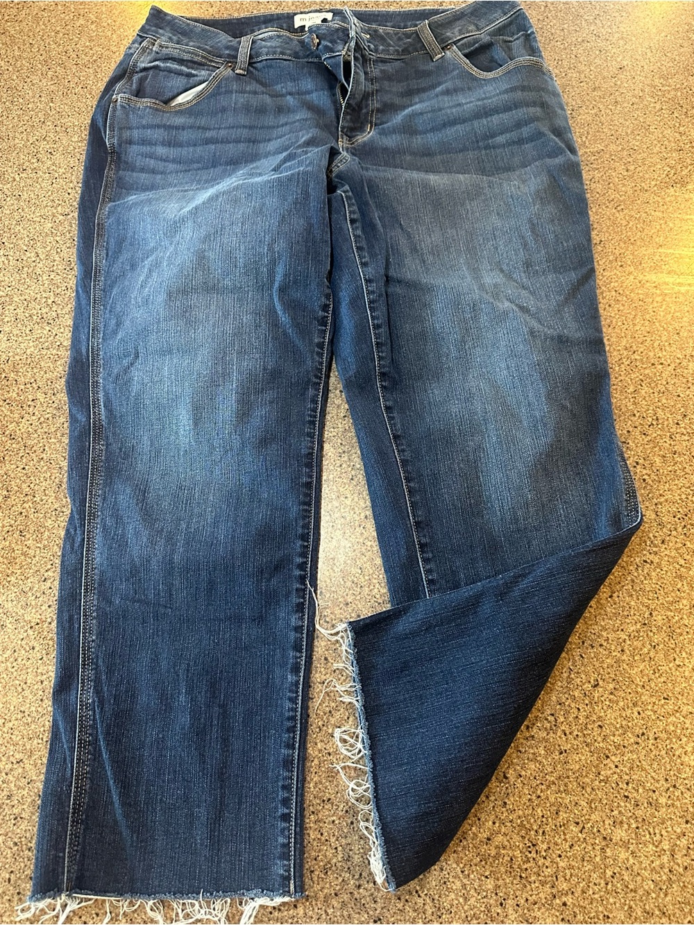 Maurices Dark Blue Straight Leg Jeans with Raw Hem